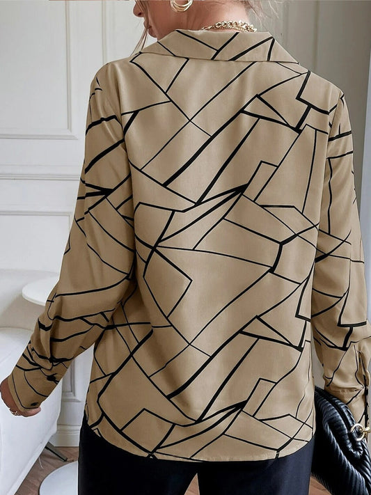 Geometric Printed Shirt Style Top