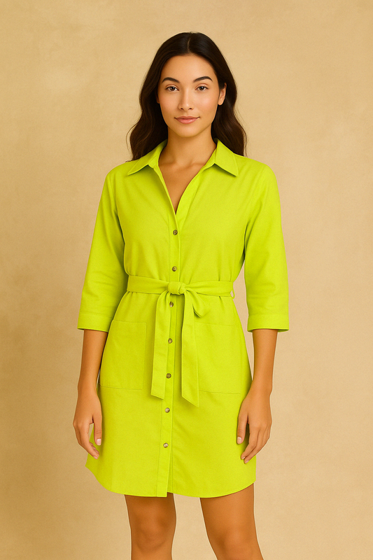 Lime Glow Shirt Dress