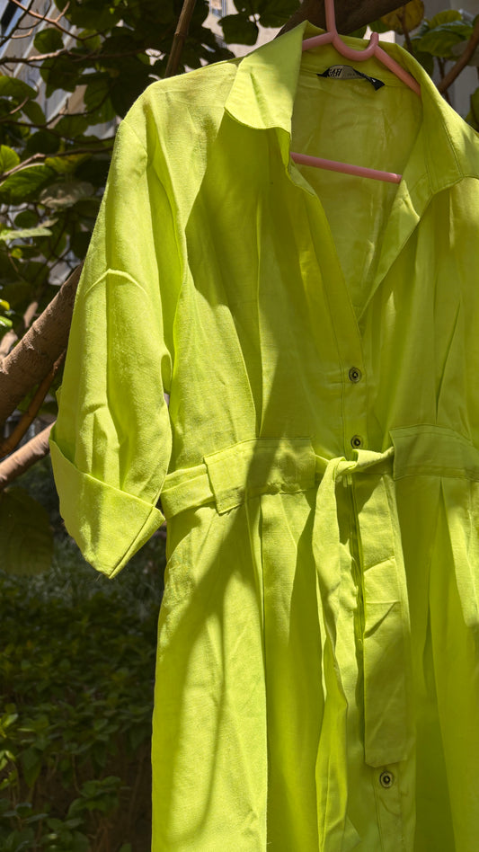 Lime Glow Shirt Dress